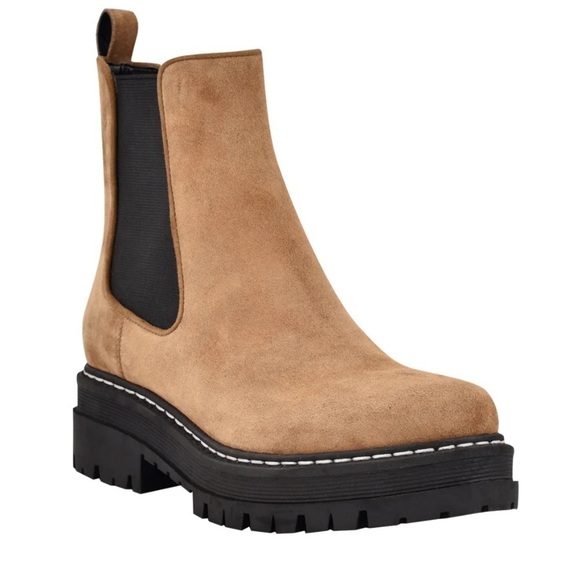 NIB Marc Fisher Privi Suede Platform Chelsea Lug Sole Bootie - Picture 1 of 11